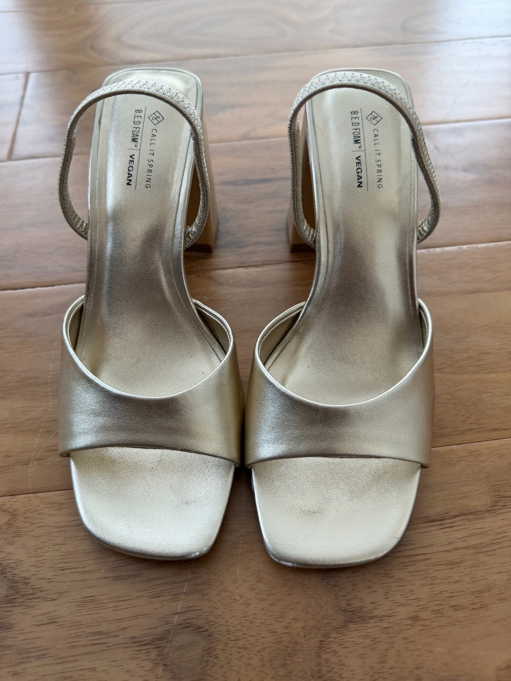 Metallic Gold Block Heel Sandals size 7.5